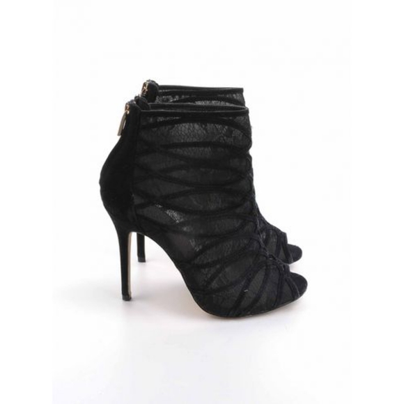 KAREN MILLEN Black Sheer Peep Toe Ankle Booties NWOT - Picture 3 of 14